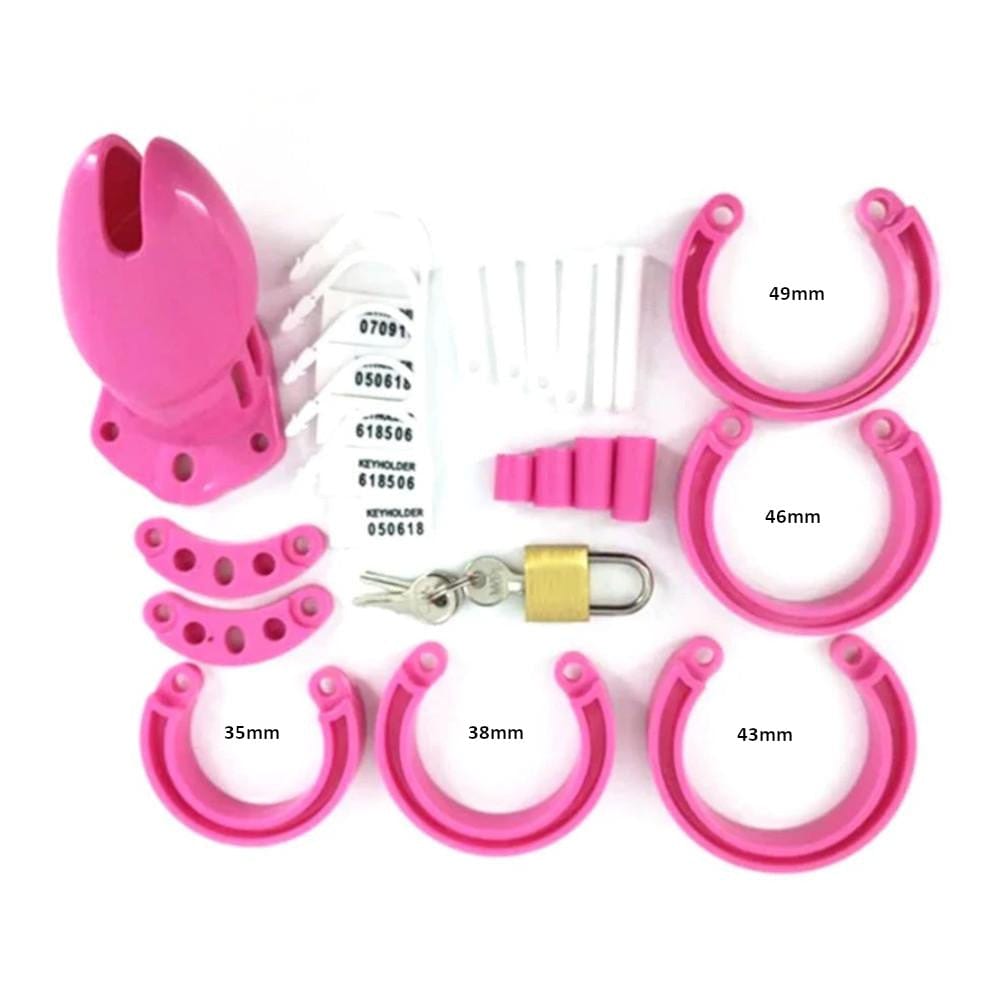 Featuring an image of Vivid Pink Cage, a stylish and statement-making chastity device.