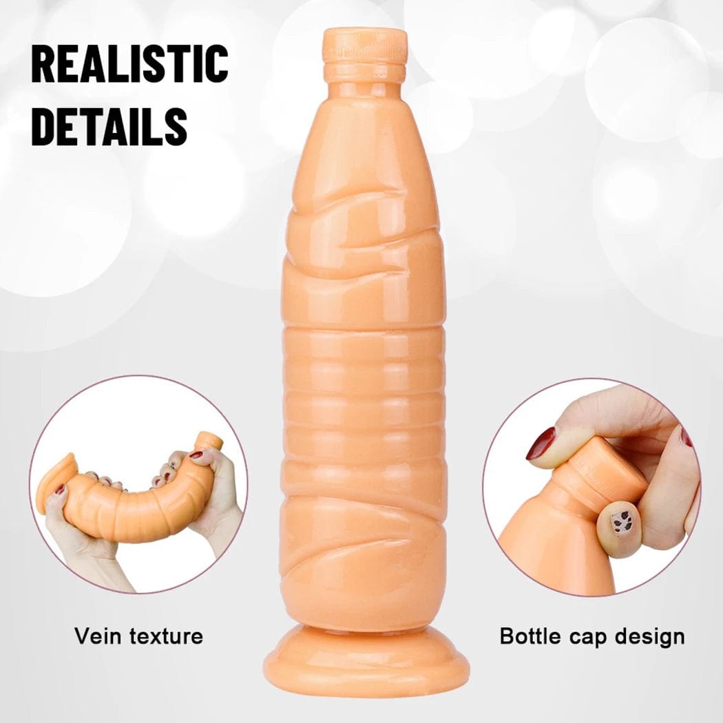 Water Bottle Plug Toy dimensions: Length 24.5 cm, Width 6 cm for comfortable anal play.