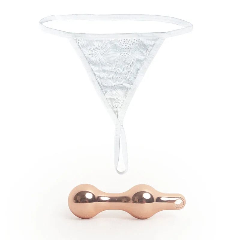 In the photograph, you can see an image of Anal Plug Thong with different plug diameters to cater to different comfort levels.