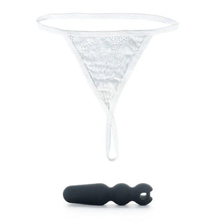 In the photograph, you can see an image of Anal Plug Thong with the lace thong offering a discreet yet daring way to enjoy anal play.