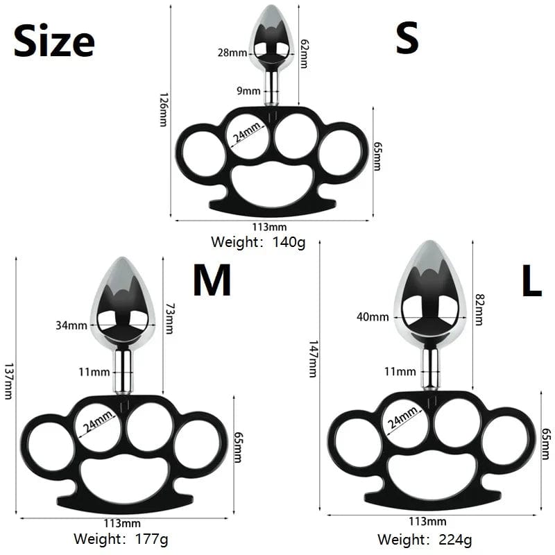 Presenting an image of Metal Knuckle Plug - weight of each size calibrated for a satisfying sense of fullness and pressure.
