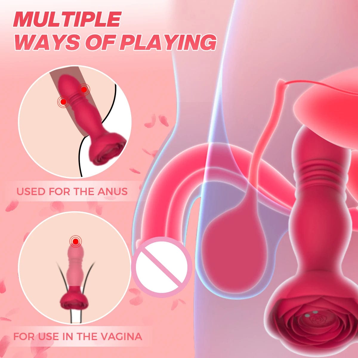 Thrusting Rose Plug with 10 vibration patterns, two in-built vibrators, and a thrusting motion for intense anal pleasure.