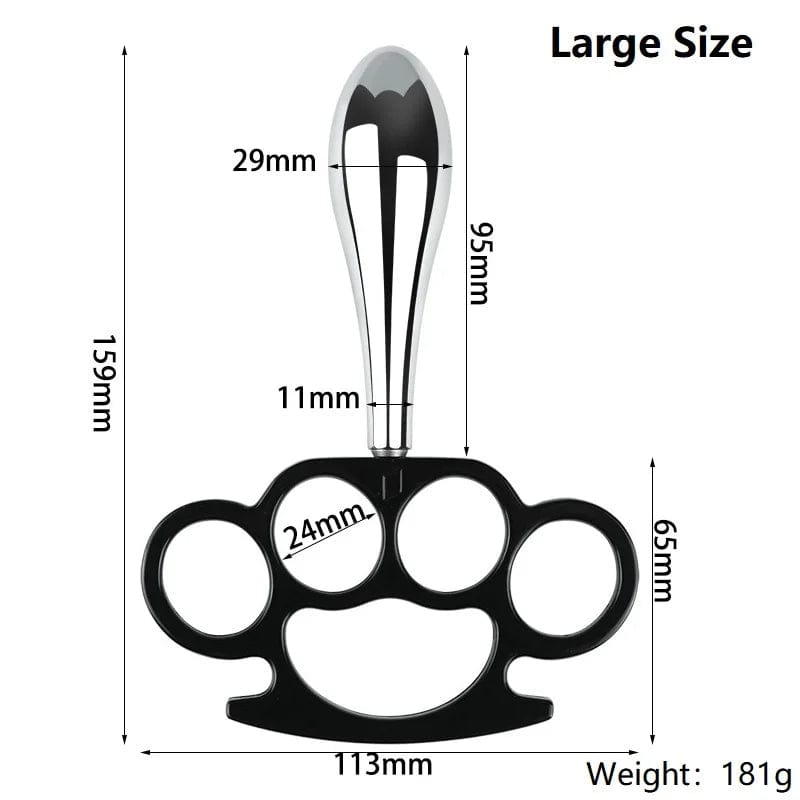 Displaying an image of Metal Knuckle Plug - plug dimensions vary in length and diameter for small, medium, and large sizes.