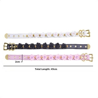 Flowers and Spikes Cute Collar specifications include a total length of 17.72 inches and a width of 0.79 inches, crafted for durability and pleasure.