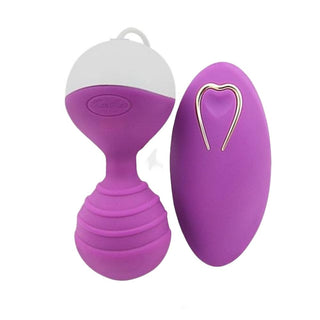 In the photograph, you can see an image of Pussy Masturbator Remote Control Kegel Balls in blue, red, and purple colors made from safe and easy-to-clean silicone material.