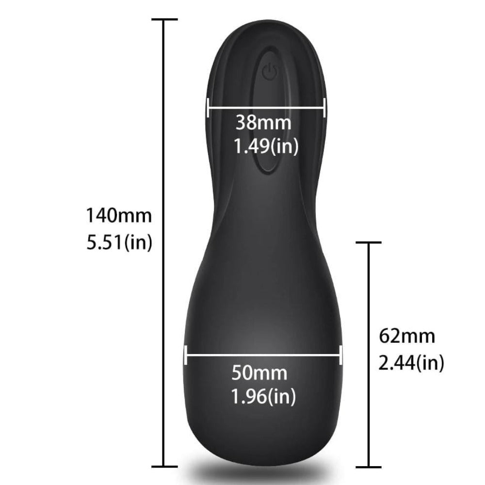 An image showing the dimensions of the Glans Stimulation 10-Mode Vibrating Male Sex Toy Stamina Trainer.