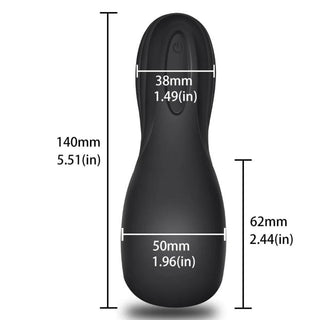 An image showing the dimensions of the Glans Stimulation 10-Mode Vibrating Male Sex Toy Stamina Trainer.