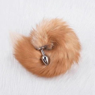 Displaying an image of Elegant Fox Tail Plug 19 Inches Long featuring the dimensions of the plug and tail.