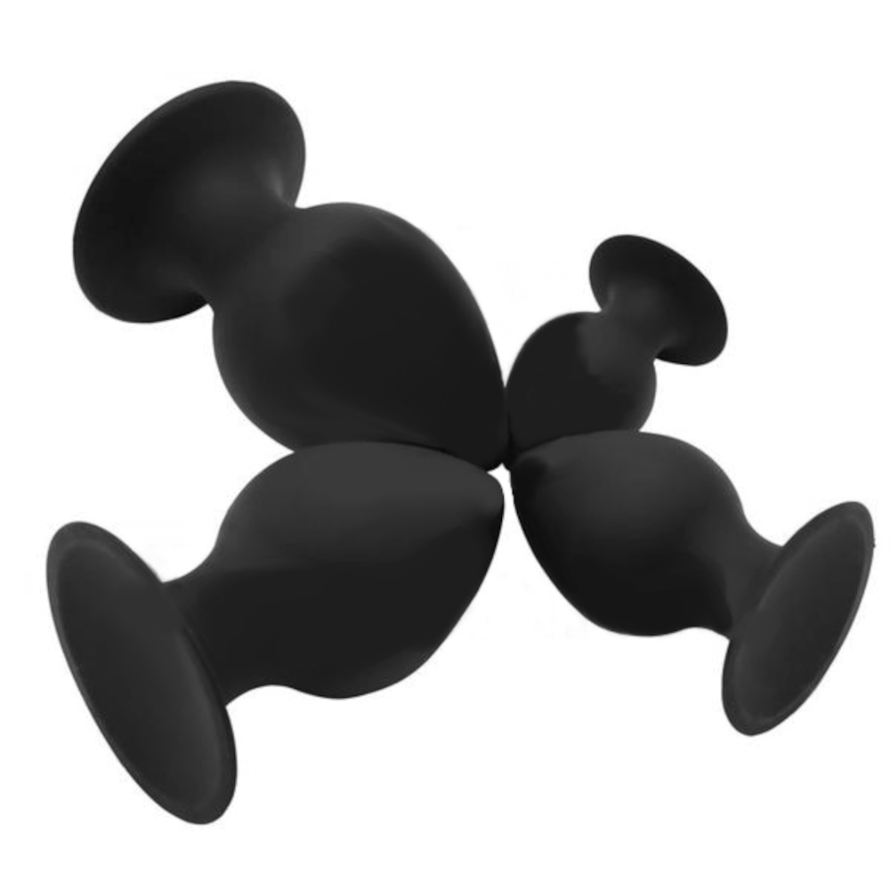 Presenting an image of Black Chunky Silicone Butt Toy 2.95 to 4.92 inches long, designed for a symphony of sensations with smooth insertion and satisfying stretch.