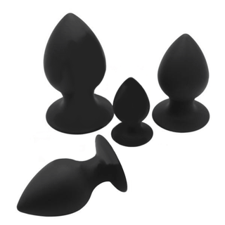 Featuring an image of Black Chunky Silicone Butt Toy 2.95 to 4.92 inches long, made from high-quality silicone for comfort and safety.