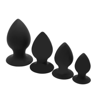In the photograph, you can see an image of Black Chunky Silicone Butt Toy 2.95 to 4.92 inches long in black color with non-porous material for hygienic use.