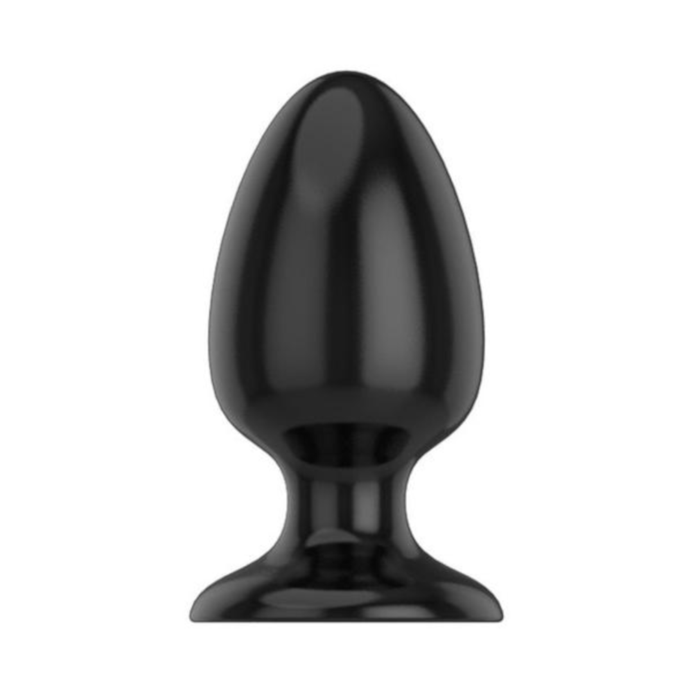 Smooth and luxurious black silicone butt trainer for sensual exploration.