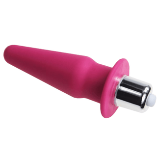 Pink mini cone-shaped Silicone Jelly Ass Toy with in-built vibrator for thrilling adventures.