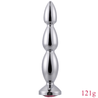 High-quality aluminum alloy anal plug with beaded structure for maximum stimulation image.