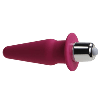 Mini cone-shaped vibrating plug in plum color - Silicone Jelly Ass Toy.