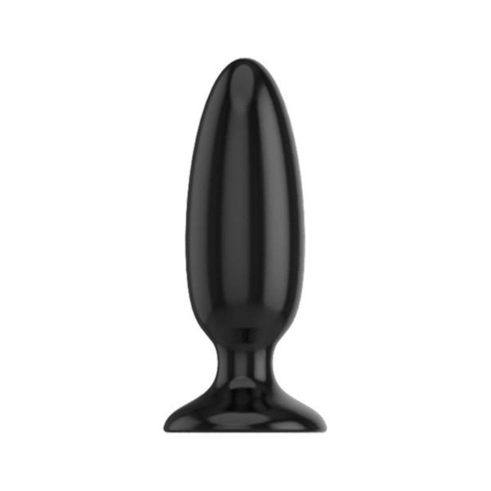 Tapered silicone butt trainer with a flared base for worry-free play.