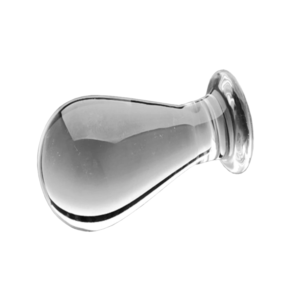 What you see is an image of Bulb-Shaped Glass Anal Plug with a width of 2.44 inches, crafted for a climax that
