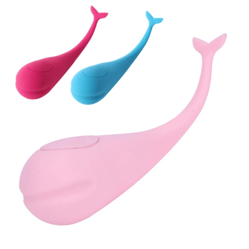 Observe an image of Waterproof Whale Bluetooth Vibrator Remote showcasing its Bluetooth connection for remote control, allowing partners to navigate pleasure from a distance.