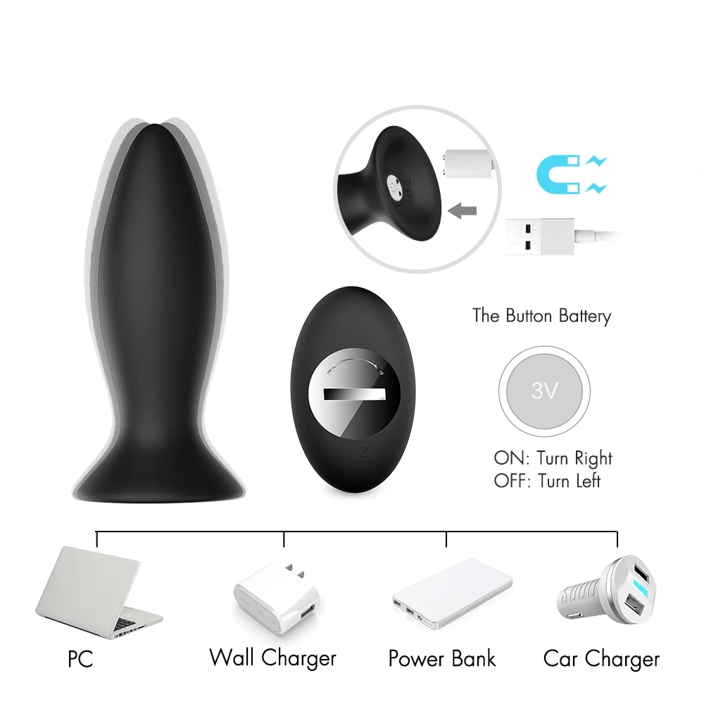 Featuring an image of the Large (5 inches) plug in the Silicone Vibrating Butt Plug With Suction Cup 5pcs Training Set.
