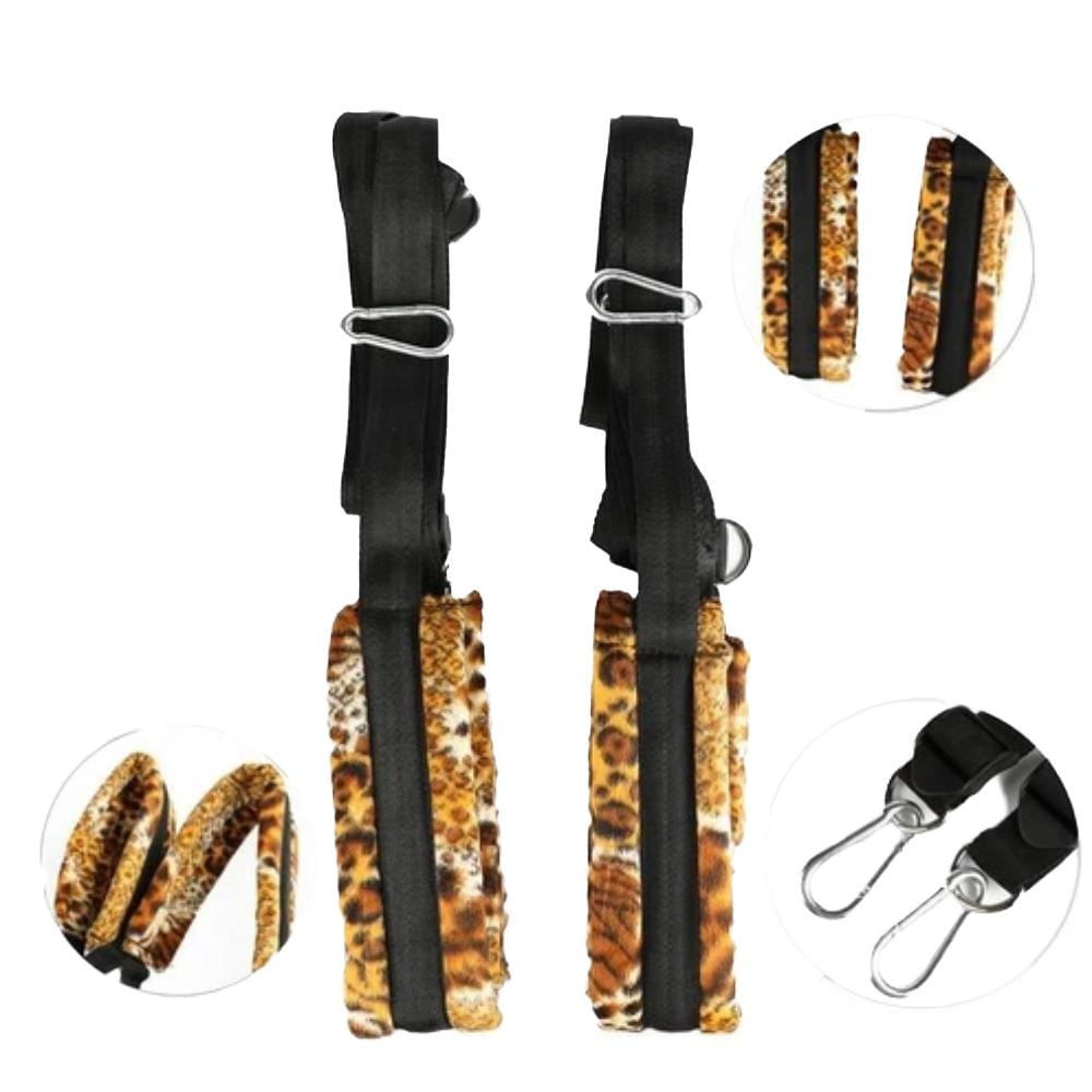 Leopard Print Hanging Sex Swing showcasing adjustable straps and plush padding for comfort and style.