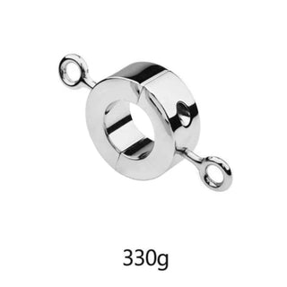 This is an image of Metallic Testicle Stretcher Weights with a thick ring outer diameter of 2.36 / 60mm for a secure fit.