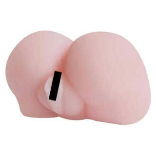 Realistic fake pussy sex toy with flesh color and silicone material, 5.51 inches in length and 6.30 inches in width.