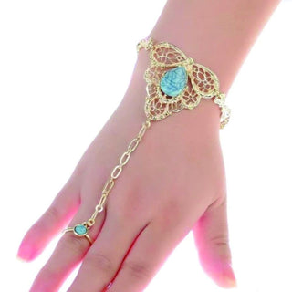 Sophisticated Slave Bracelet With Ring: Fashionable zinc alloy and leather bracelet designed for bold charm and playful sensuality.