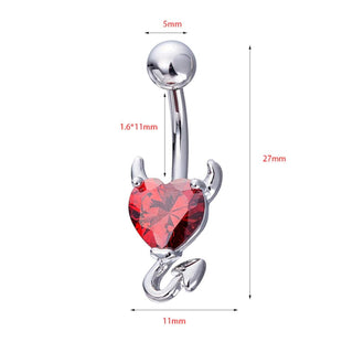 This is an image of Devilish Intimate Piercing Jewelry with enticing dimensions, including a 1.06-inch length and 0.43-inch wearable length.