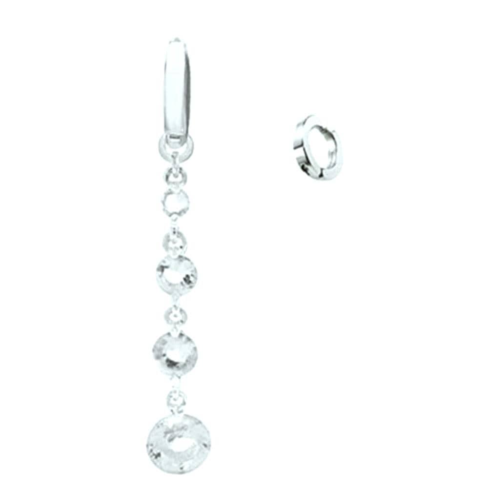 Dangling fake clit piercing with crystal embellishments, adjustable clip-on design for comfort and elegance.