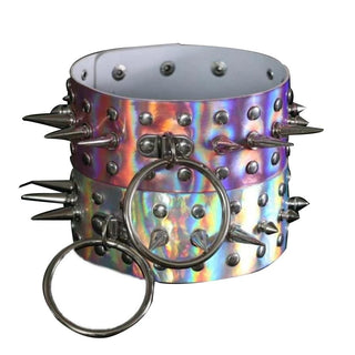 Check out an image of Spiked Multi-Color Collar made from PU leather and metal