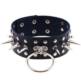 This is an image of Spiked Multi-Color Collar with an O-ring attachment point