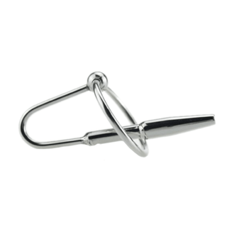 This is an image of Stainless Urethral Dilator Penis Plug with two interchangeable rings for tailored fit.
