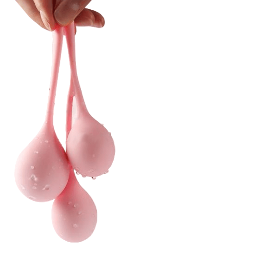 Presenting an image of Smooth Geisha Vibrating Kegel Balls 2pcs Set in random colors (Pink, Purple, Blue) for a pleasurable intimate experience.