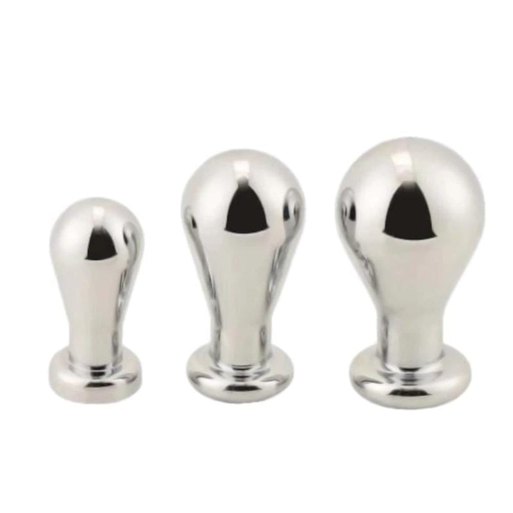 Stainless Steel Toy Bulb Jeweled Butt Plug Large 3pcs Anal Trainer Set with acrylic crystal base for a touch of elegance.