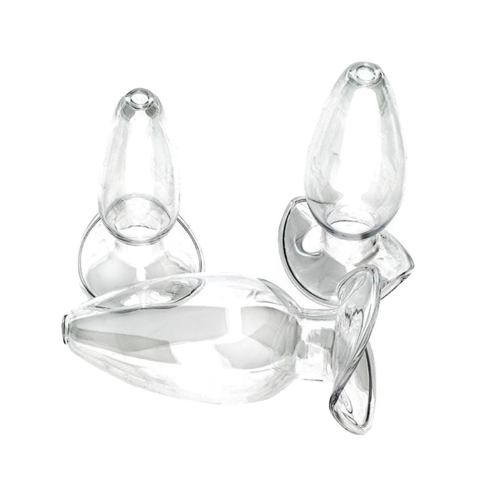 Smooth Glass Butt Plug 4.33 to 5.31 Inches Long Hollow product image.