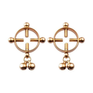 A pair of Tighten up Screw Nipple Rings in rose gold stainless steel with adjustable screws for enhanced sensitivity.