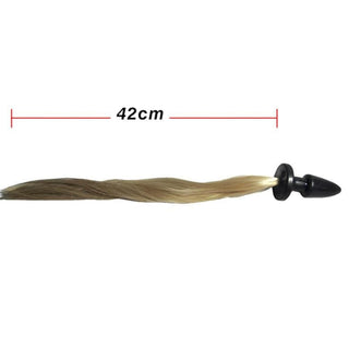 Silky Blonde Horse Tail Plug 22 Inches Long showing off a blend of beauty, safety, and satisfaction with a 4-inch plug and 18-inch tail.