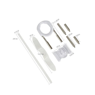 What you see is an image of the Enlargement Kit Penis Tension Rings specifications, featuring materials and color details.