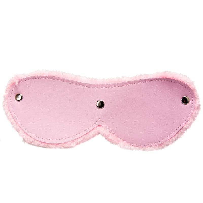 Luxurious pink blindfold with comfortable hypoallergenic fur lining and secure elastic band for heightened intimate experiences.