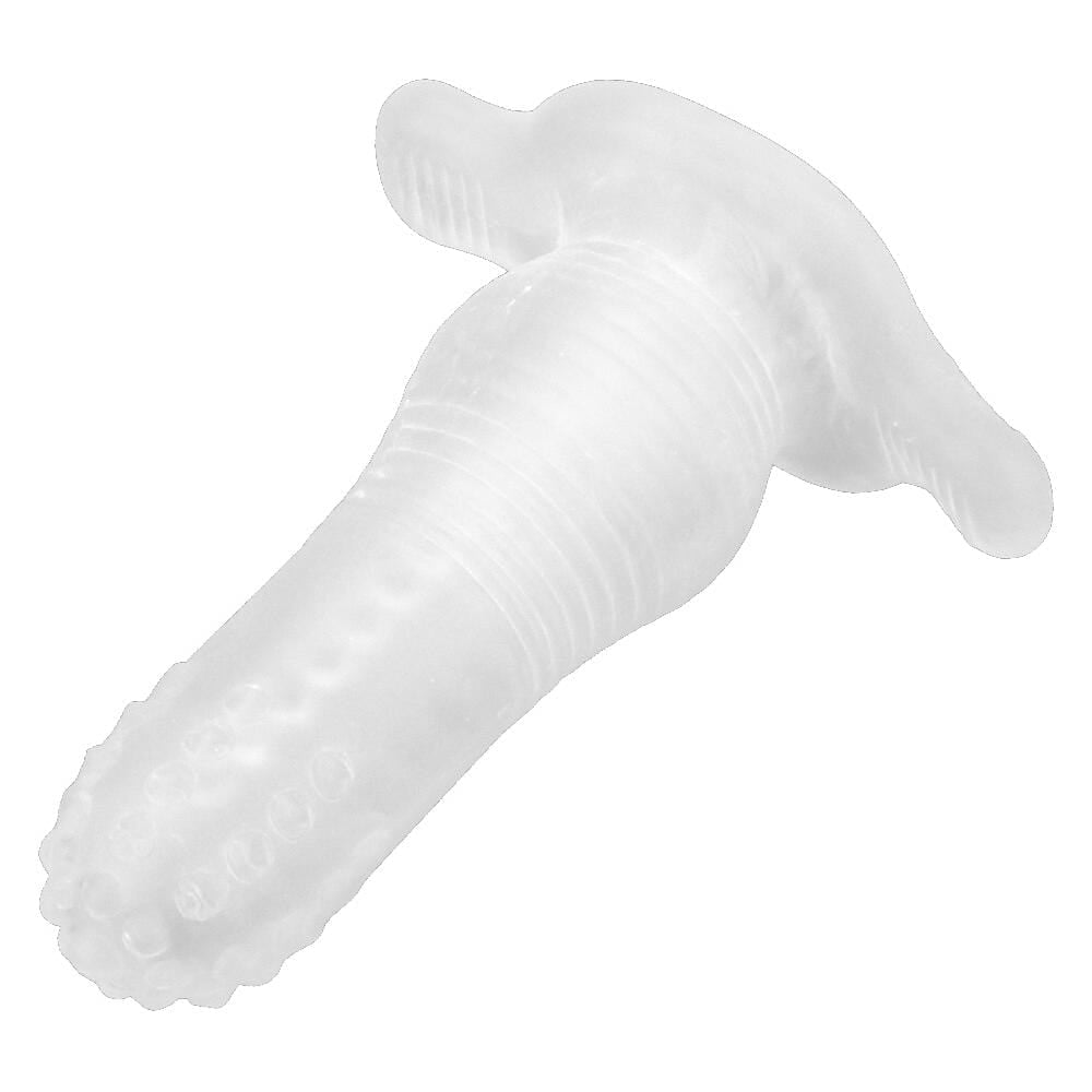 You are looking at an image of White Sphincter Stretcher Hollow Plug with a cylindrical shaft, ribbed neck, and flared base for maximum satisfaction.