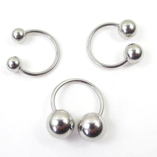 Curvy 14G Prince Albert Piercing Jewelry with stainless steel barbell design and decorative beads for enhanced pleasure.