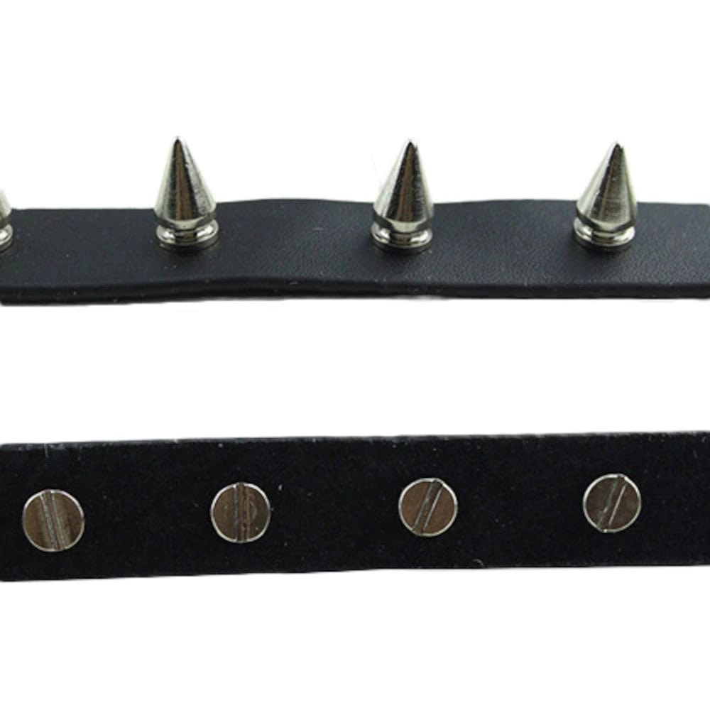 Here is an image of Vintage Leather Studded Collar specifications including color, material, and circumference details.