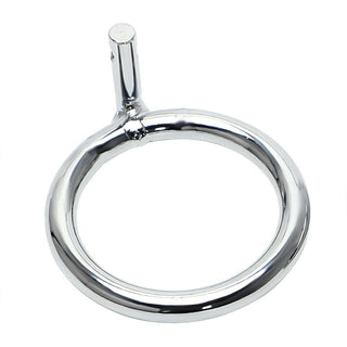 This is an image of a sleek and durable stainless-steel accessory for rope-styled chastity devices.