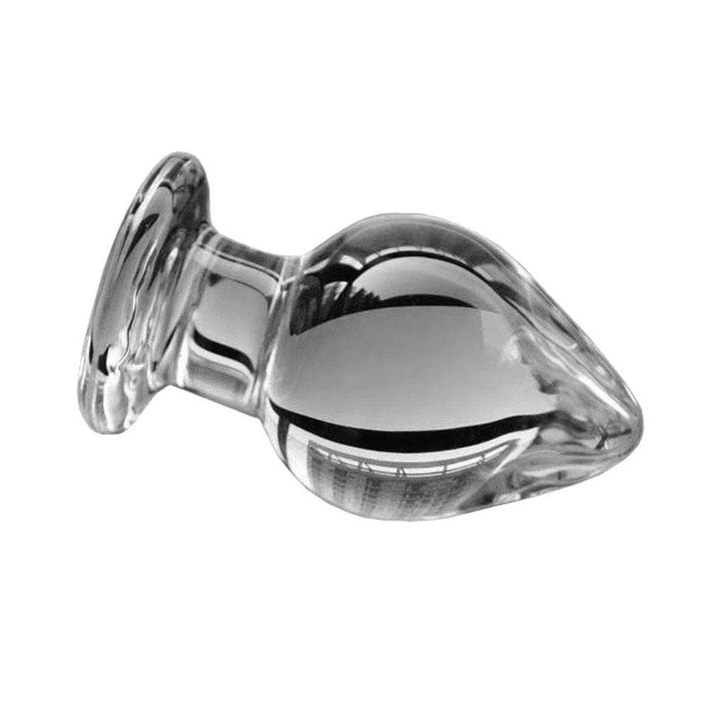 Take a look at an image of a smooth and non-porous glass butt plug for easy penetration and clean-up.