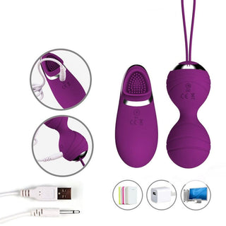 Pictured here is an image of the Clitoris Stimulating Remote Control Kegel Balls in various colors like rose, purple, and dark purple.