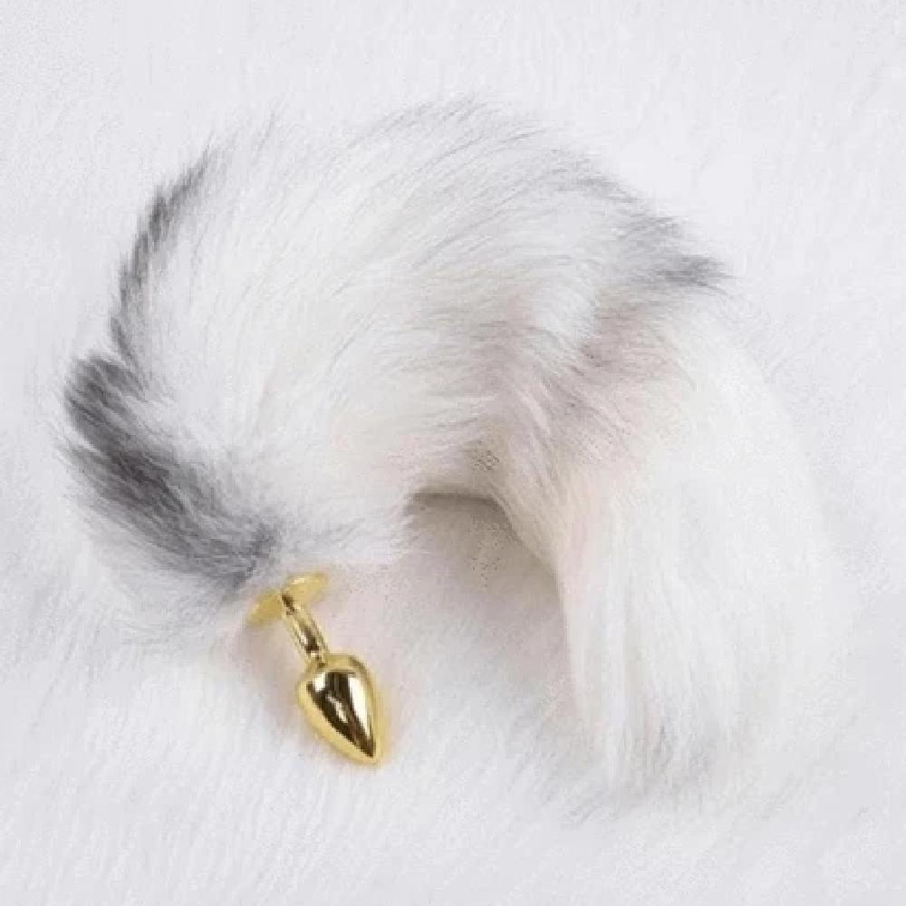 Take a look at an image of Elegant Fox Tail Plug 19 Inches Long emphasizing the comfort and quality of stainless steel material.