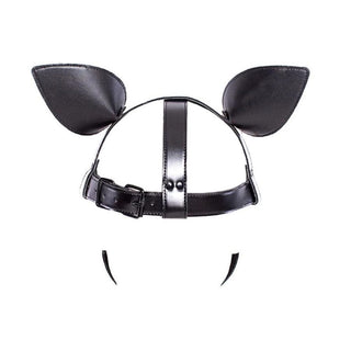 Experience the thrill of the unknown with this Leather Pet Play Dog Mask made from high-quality leather.