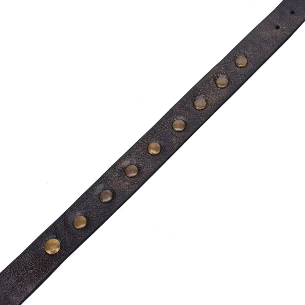 Genuine Vintage Leather Collar - An image of the collar showcasing its sophisticated diamond-shaped studs and adjustable buckle.