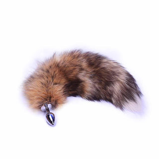 Presenting an image of Realistic Fox Tail Plug 18 Inches Long made of high-grade stainless steel and soft faux fur for safe and pleasurable play.