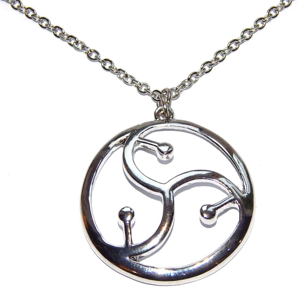 Unisex BDSM necklace with round zinc alloy pendant on steel chain.